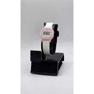 Casio LA11WL-4A, Women's Digital Watch, Pink Case White Leather Strap, Alarm